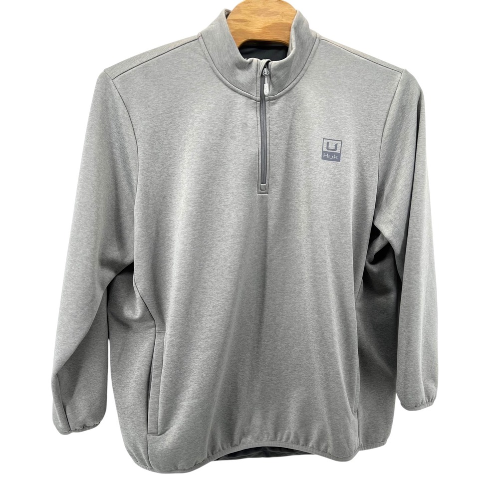 Huk Mens XXXL Heather Gray Quarter Zip Performance Pullover Fishing Shirt 3XL